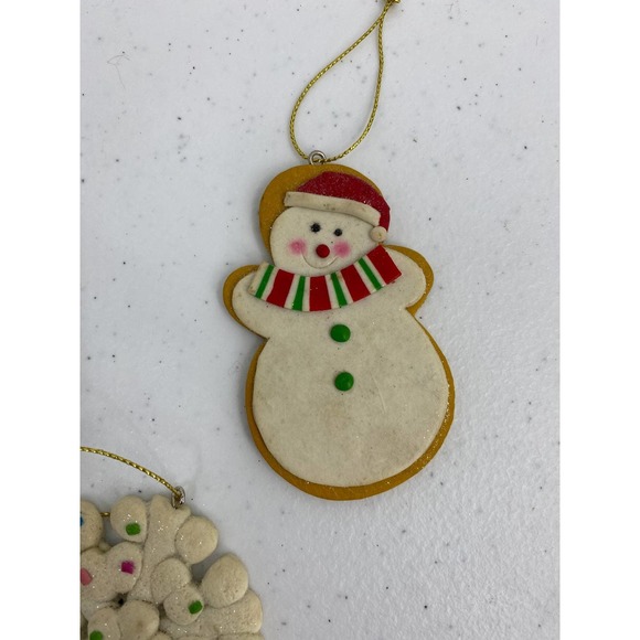 Christmas Ornaments Clay Dough Snowmen Snowflake 2 1/2” - 3” Set of 3 - Picture 3 of 5